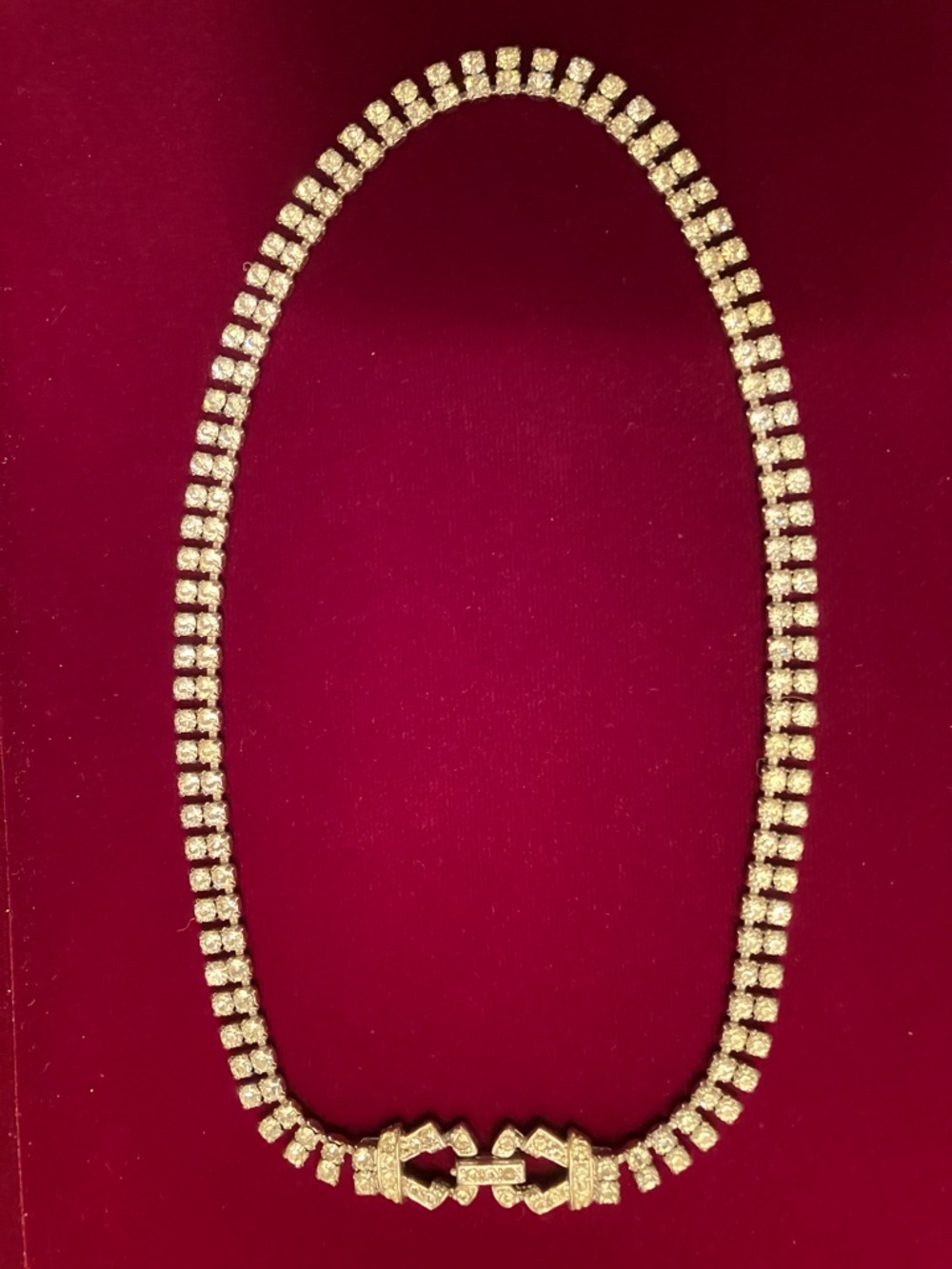 Vintage Bvlgari Style Diamond Rhinestone Choker Necklace. Stunning